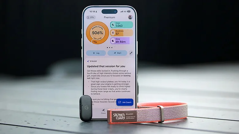 The Fitbit Air, its band, and a phone with its companion app.