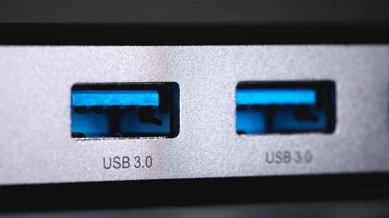 Blue USB 3.0 ports labeled