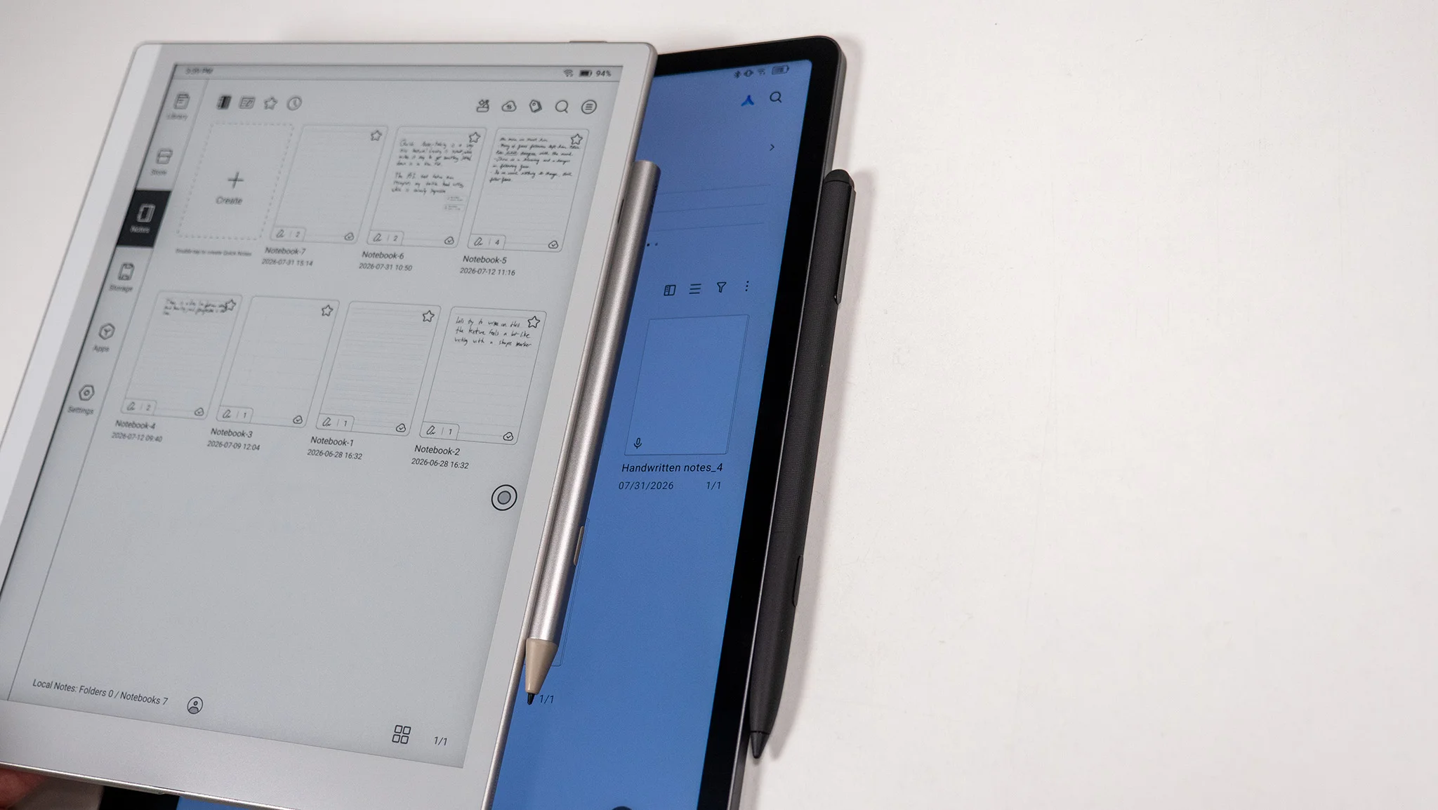 Comparing the stylus mount position between the Boox Go 10.3 Gen II and the TCL Note A1 NXTPAPER