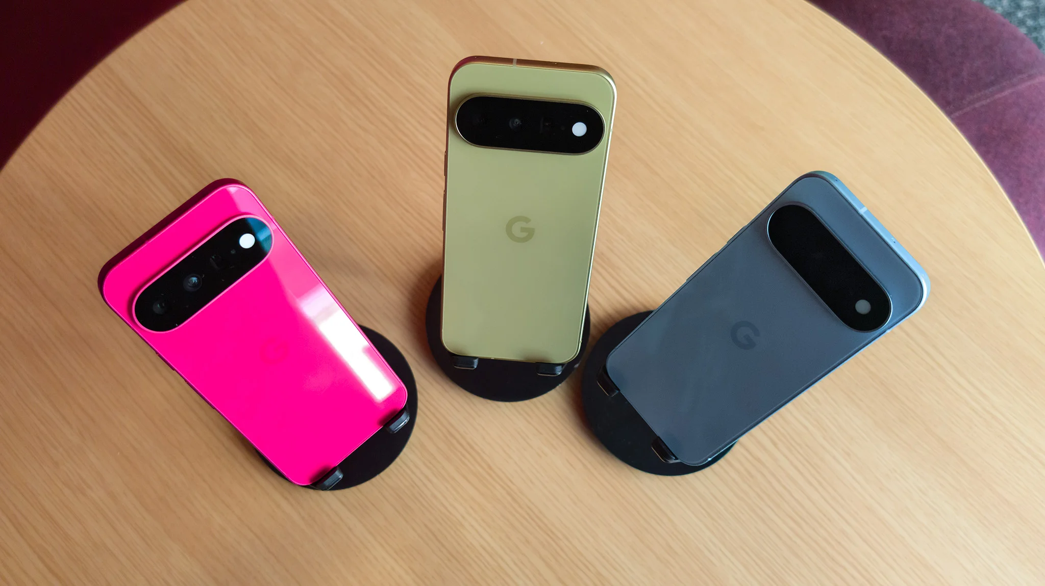 The back of all three Google Pixel 11 colors