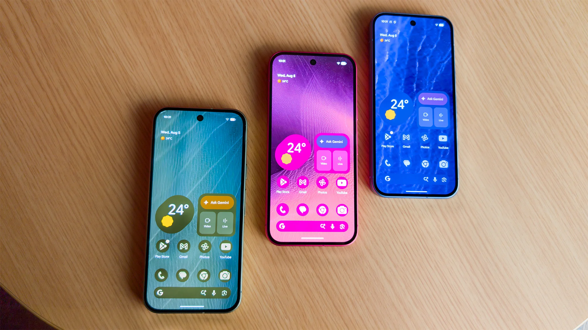 The colorful themed home screen of the Google Pixel 11