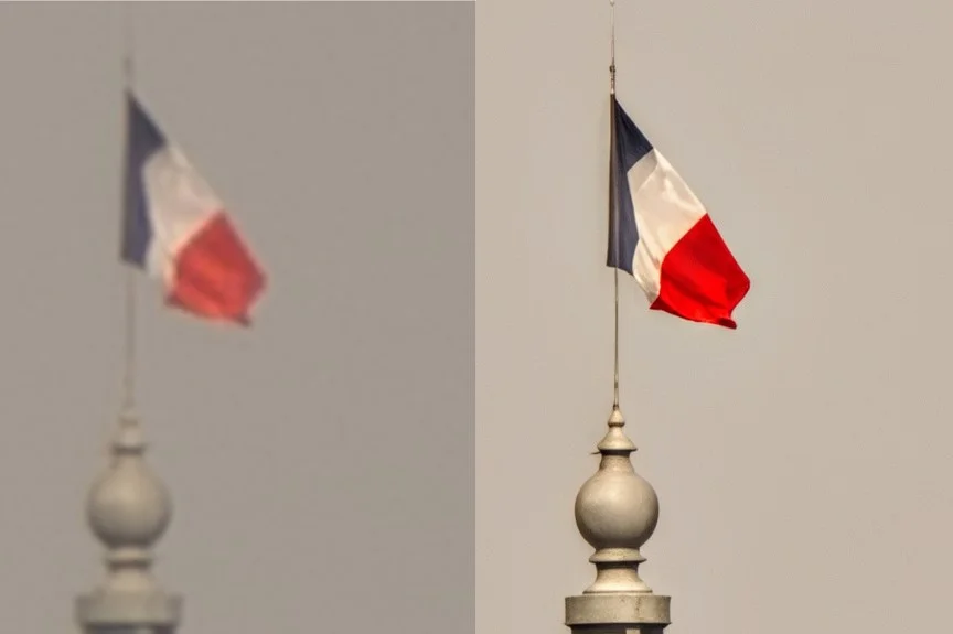 Image comparing two levels of AI processing