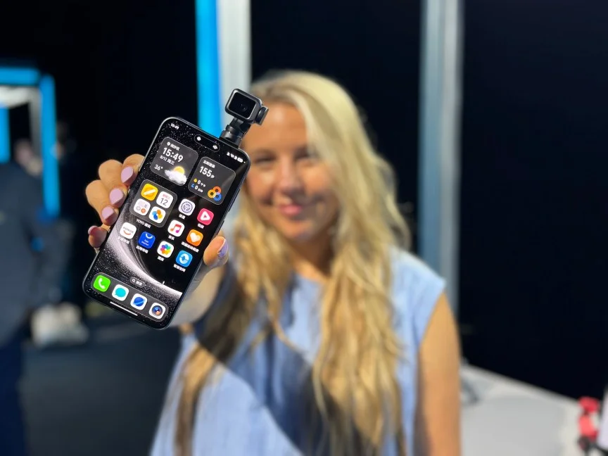 Woman holding robot phone