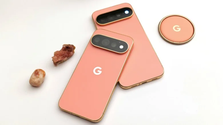 The Pixel 11 Pro and 11 Pro XL in Google's canyon color.
