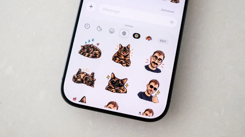 A photo of a set of stickers ChatGPT generated for the author to use in iMessage.