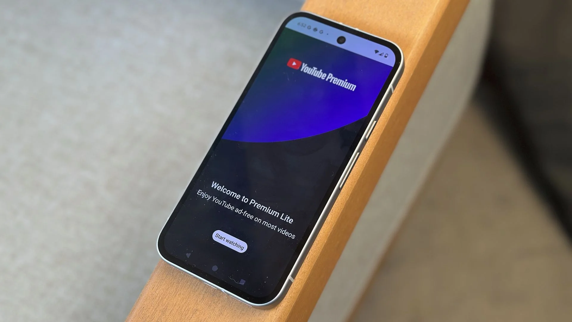 The YouTube Premium Lite opening screen showing 