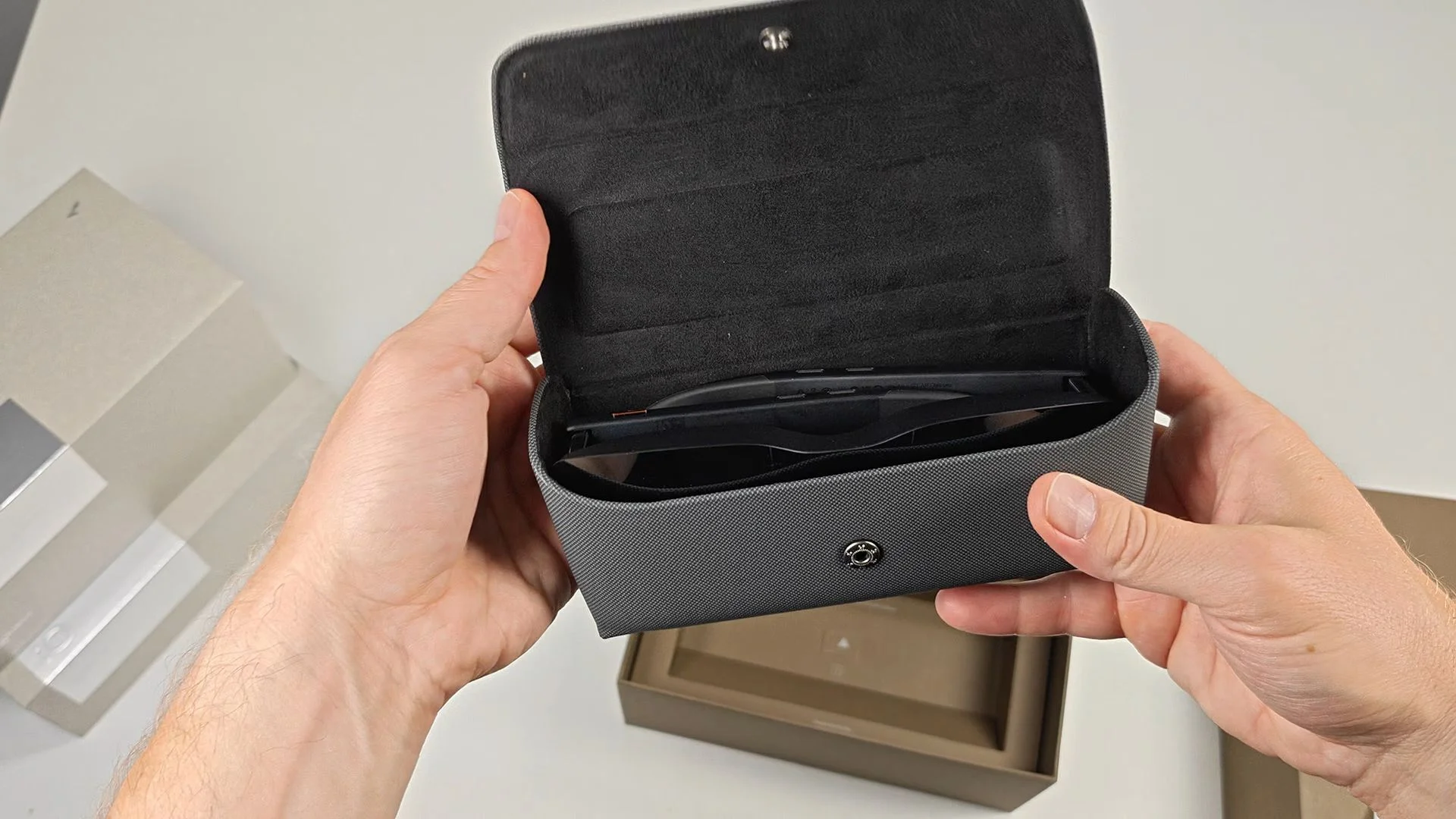 RayNeo GT smart glasses included fabric case