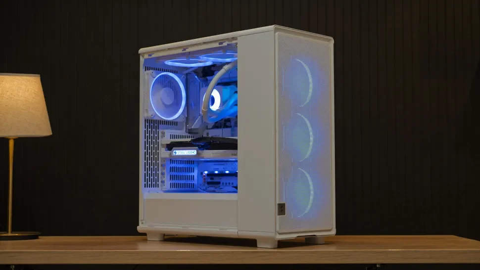 White Gaming PC on a desk