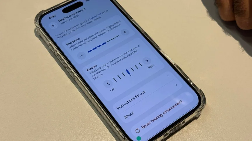 The phone app interface for Meta's Hearing Enhancement coming to glasses