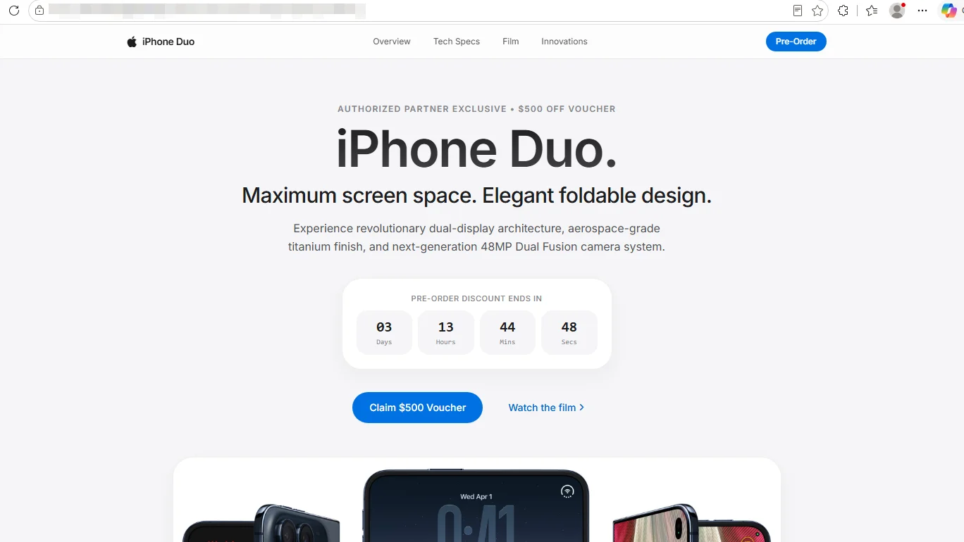 Image of a DarkSword iPhone Duo preorder scam
