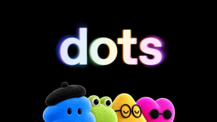 Four "dots" cartoon mascots