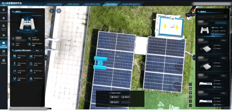 Skysys’ intelligent operations platform coordinates drone inspection and solar-cleaning robots. | IMAGE CREDIT: Skysys